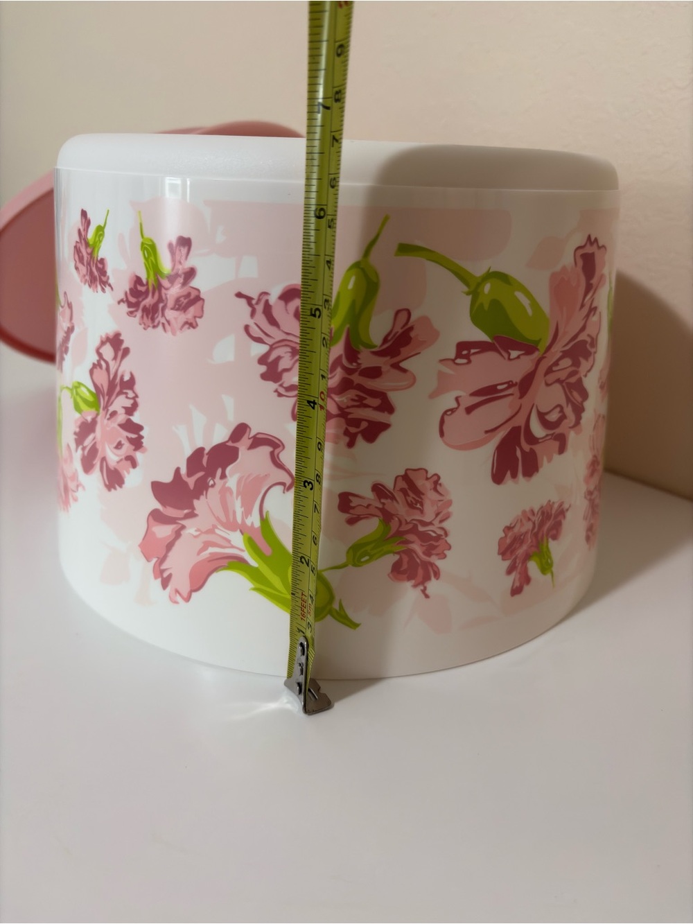 TUPPERWARE SERVING BOWL 6.6L. 28 CUP PINK CARNATION FLOWERS - Picture 9 of 14